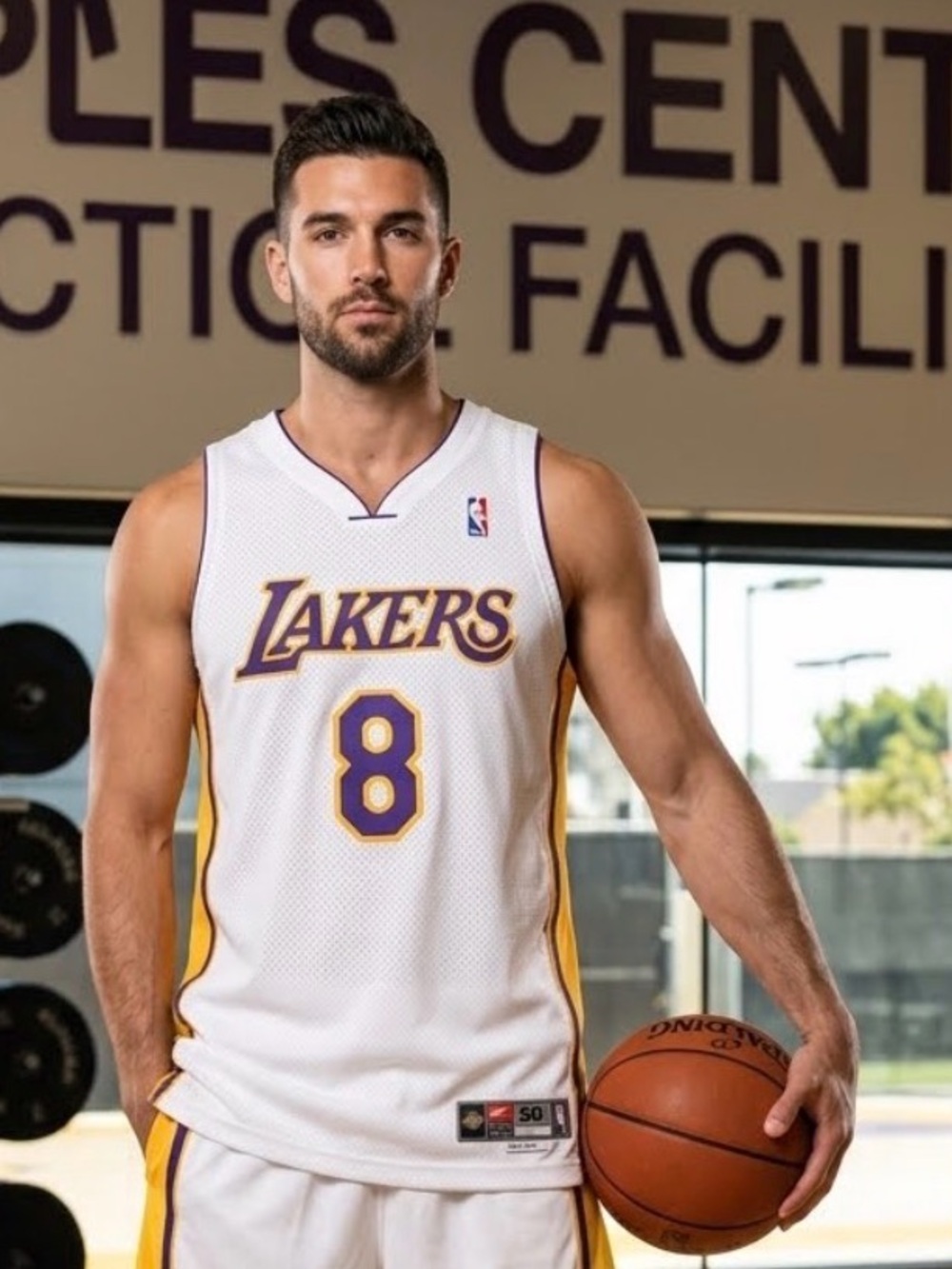 Kobe Bryant Nike White Los Angeles Lakers #8 Jersey with Purple and Gold Accents